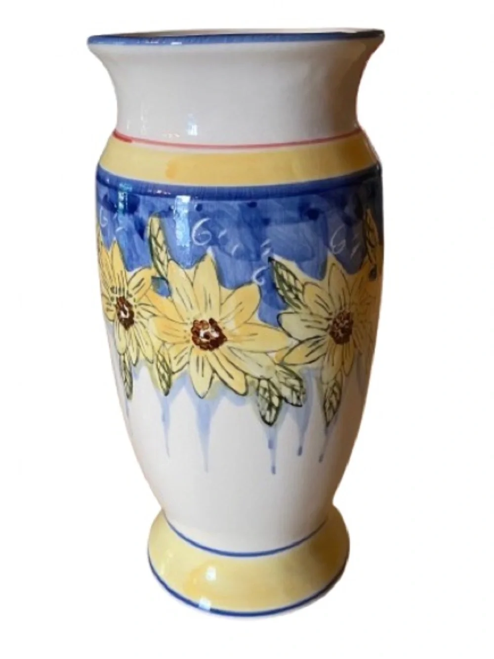 Vintage SAP Trading Inc. Hand-Painted Sunflower Ceramic Vase 7.5” Made in China